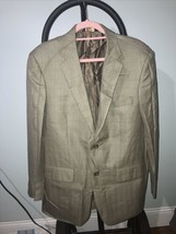 Joseph &amp; Feiss Gold Sport Coat Blazer Jacket Plaid Beige 42R Silk Wool G... - £29.42 GBP