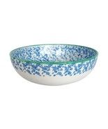 Vintage ceramic pottery fruit bowl blue &amp; white sponge made in Italy - $29.99