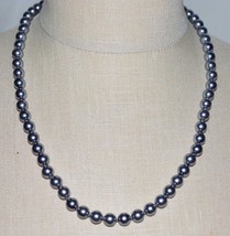 VTG ERWIN PEARL Faux Silver Glass Pearl Choker Necklace Rhinestone Clasp - £51.55 GBP