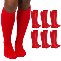 6 Pairs Girls Knee High Socks School Uniform Athletic Tube Kids Red Size... - £17.20 GBP