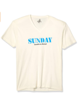Marky G 6440 Adult Unisex &#39;Sunday&#39; Graphic Sueded V-Neck T-Shirt, Natural, Large - £7.02 GBP