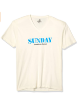 Marky G 6440 Adult Unisex &#39;Sunday&#39; Graphic Sueded V-Neck T-Shirt, Natural, Large - $5.62