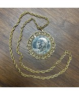 Vintage Gold Toned Eisenhower 1974 One Dollar Coin Pendant Necklace - $79.99