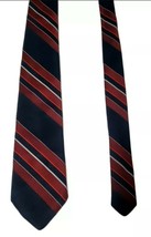 Men&#39;s New Neck Tie, Short, Skinny, Dark Blue Red striped design by Envoy - £9.56 GBP