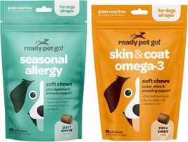 Omega 3 &amp; Allergy Chews For Dogs | Probiotics &amp; Allergy Immune Supplements For I - £32.33 GBP