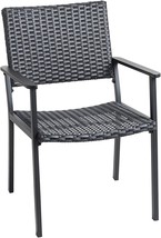 C-Hopetree Outdoor Dining Chair for Outside Patio Table, Metal Frame, Black All - £66.31 GBP