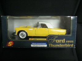 FORD THUNDERBIRD 1955 1:24 DIECAST YELLOW, WHITE TOP BOXED - $38.60