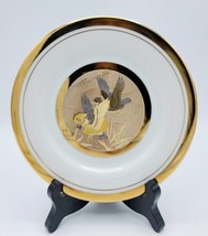 Vintage Art Of Chokin 24k Border Porcelain Flying Ducks &amp; Bamboo 6.5&quot; Plate  - £7.90 GBP