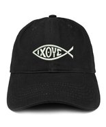 Trendy Apparel Shop Ichthus Fish Symbol Embroidered Brushed Cotton Dad Hat Ball  - £15.81 GBP
