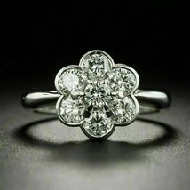 1 Ct Round Cut Moissanite 925 Sterling Silver Flower Shape Bezel Engagement Ring - £95.65 GBP