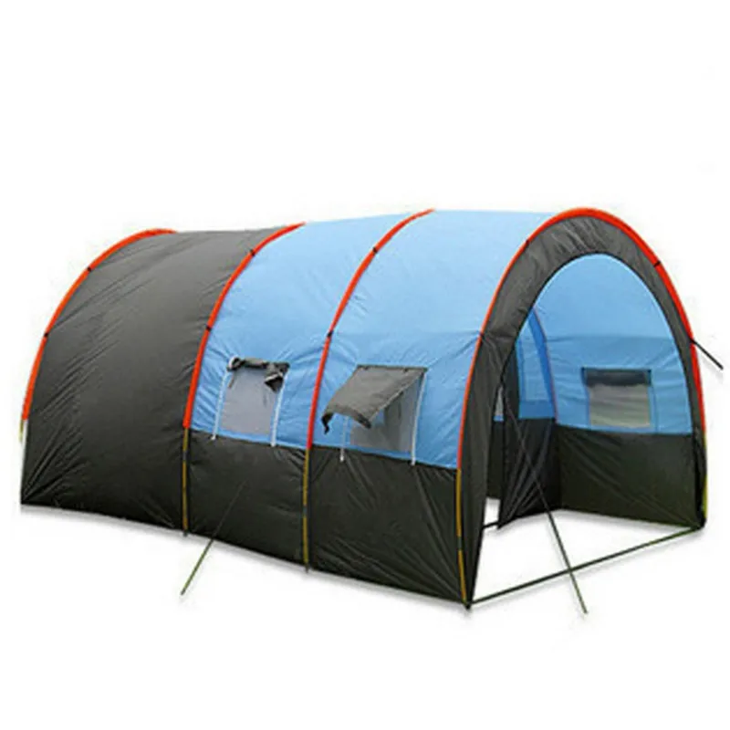 Doule Layer Tunnel Tent 5-10 person Outdoor Camping Family Tent Tourist House - £283.25 GBP