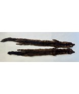 Pair of Tanned Whole Mink Pelts w/ Heads &amp; Feet – Dark Brown 29–30&quot; – Cr... - $1,638.34 MXN