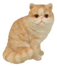 Realistic Feline Orange Tabby Kitty Cat Kitten Sitting Mini Figurine Gla... - €12,96 EUR