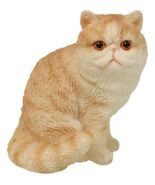 Realistic Feline Orange Tabby Kitty Cat Kitten Sitting Mini Figurine Gla... - $272.78 MXN