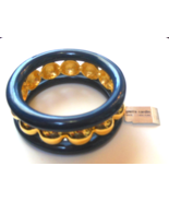 Blue and Gold Plated Wide Bangle Bracelet - $350.00