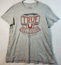 True Religion T Shirt Top Womens Medium Gray Knit Cotton Short Sleeve Round Neck - £11.70 GBP