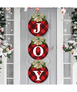 Buffalo Plaid Christmas Wreaths for Front Door - 3Pcs Rustic Christmas D... - $25.44 CAD