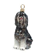 Polish Lowland Sheepdog Glass Christmas Ornament Made in Poland Dog Deco... - $45.98