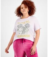 MSRP $29 Love Tribe Trendy Plus Wildflowers Graphic T-Shirt Light Purple... - $14.85