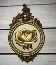 Vtg 70s Dart Inc Ornate Gold Rose Wall Decor Hollywood Regency USA Plastic 7490 - £26.83 GBP