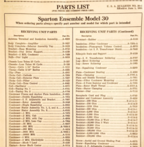 1931 Sparton Model 30 Tri-Fold Parts List Short Wave Electronics Ephemer... - $464.81 MXN