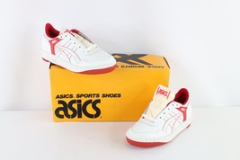 NOS Vintage 90s Asics Boys Size 5 Spell Out Outrage Sneakers Shoes White Red - £63.19 GBP