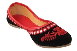 Womens bellies Wedding Jutti bridal Mojari Party flat US Size 6-11 Black... - £18.41 GBP