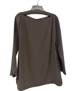 Vintage Ellen Tracy Brown Top Made in USA Size 10 Triacetate Polyester Long - $51.43 CAD