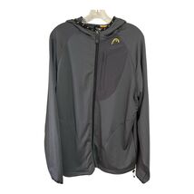 HEAD Performance Full Zip Hooded Jacket Gray Green Accent Small Vintage Y2K - $28.80