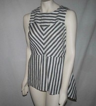 St John Collection Stretch-Linen Twill Asymmetric Stripe Top Small -NWT- - £199.00 GBP