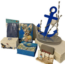 Vintage and Other 10 Pc Nautical Decor Boxes Anchor Net Plus Some Handcrafted - £16.03 GBP