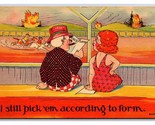 Comic Old Man At Racetrack Picks Em According to Form UNP Linen Postcard S1 - £4.09 GBP