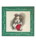 VINTAGE 1940s WWII ERA Christmas Greeting Holiday Card SCOTTIE Terrier DOG - $19.79