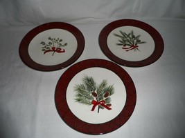 Set of Three David Carter Brown Holiday Greens Salad Plates Holiday Home Accents - £23.59 GBP