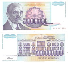 rare yugoslavia 1993 500 million / 500 000 000 dinara note - Pack of 1, Multi co - £19.83 GBP