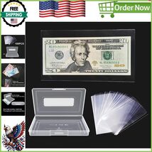 Multipurpose 100-Piece Currency Sleeve Set - Transparent Holders with Case - $210.04 MXN