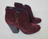 Rag &amp; Bone Margot Wine Suede Leather Zip Ankle Boots, Size 7.5 (38) #5815 - £27.08 GBP