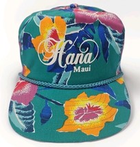 Vtg Floral Hana Maui Snapback Rope Hat Cap Tropical Floral 80s Nissin NWOT - $19.75