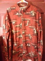 Men&#39;s Columbia River Lodge Long Sleeve Button Down with Hunting Dogs Siz... - $19.80