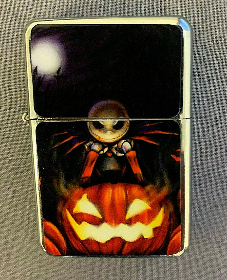 Primary image for Nightmare Jack Pumpkin Image Flip Top Dual Torch Lighter Wind Resistant