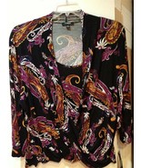 Women&#39;s Cruise Work day Cocktail party black paisley tunic Top blouse pl... - $33.99