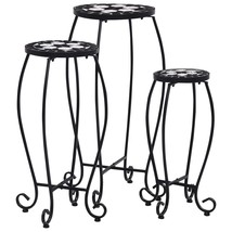 Table Set of 3 Black and White Iron and Ceramic Small Durable - $2,746.95 MXN