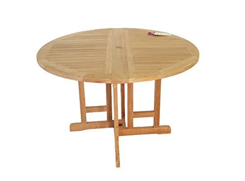 Primary image for Windsor's Genuine Grade A Teak 47" Round DropLeaf Table, Use w/1 Leaf Up or 2