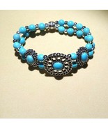 Beautiful Turquoise Colored Beaded Stretch Bracelet - $11.30