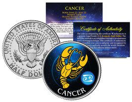 CANCER Horoscope Astrology Zodiac JFK Kennedy US Colorized Half Dollar Coin - £6.76 GBP