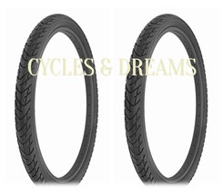 Two Semi Slick All Black Duro Bike Tires 26 X 2.125, Beach Bum Tread, Cruiser - £39.55 GBP