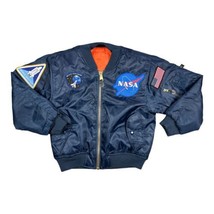 Rothco MA-1 NASA Apollo Patches Blue Flight Bomber Reversible Jacket Youth Large - £39.65 GBP