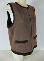 Crossroads womens Large brown ZIP 2 pockets dark brown trim vest jacket ... - £12.09 GBP