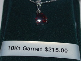 10K White Gold Necklace With A Garnet Pendant (January Birthstone) Free Shipping - £77.32 GBP