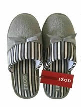 Izod Ladies Women&#39;s Summer Slippers Scuffs Slides Striped Sz Medium 7-8 Gray - £19.41 GBP